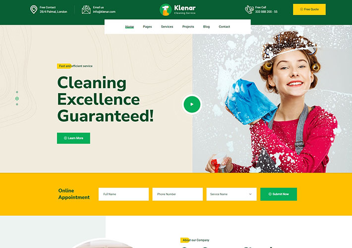 保洁家政服务网站HTML5源码网页模板
