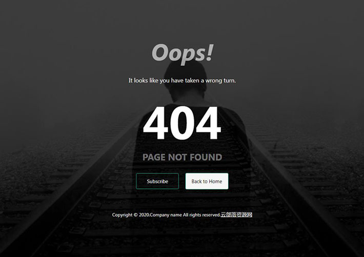 灰色背景自适应404网页HTML源码模板