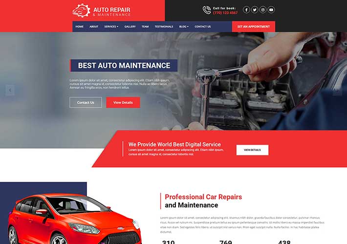 4S汽车维修店铺静态网站网页模板