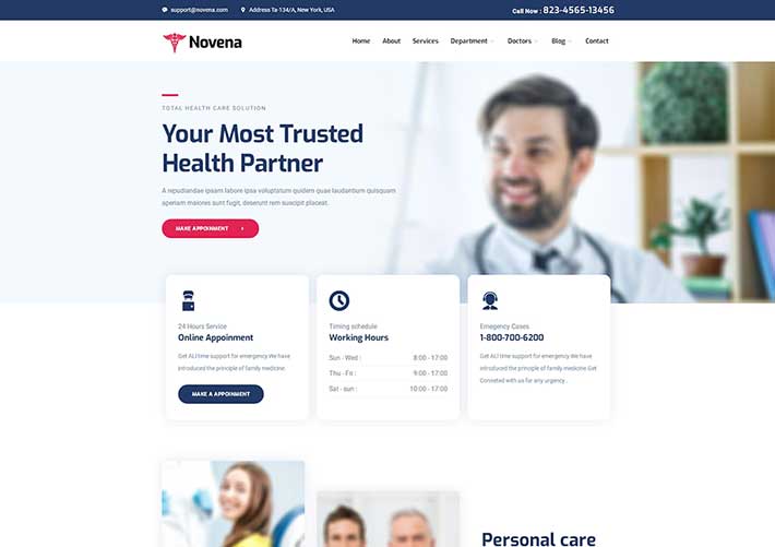 健康医疗保健HTML5网站网页模板