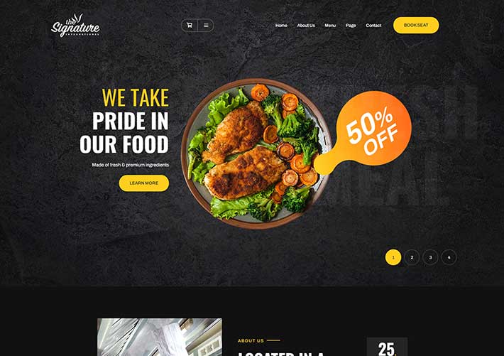 美食餐饮图片展示网站网页HTML模板