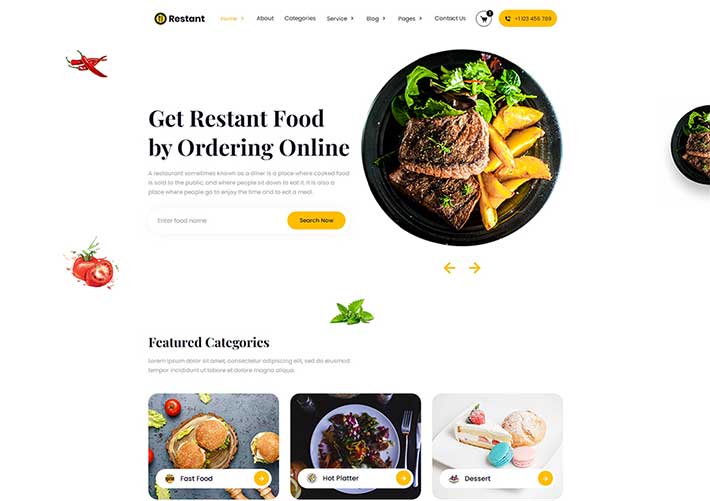 食品餐饮配送服务网站HTML源码模板