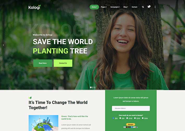 绿色环境保护公益网站HTML5网页模板