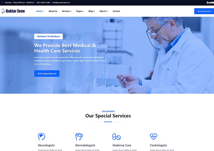 响应式HTML5健康医疗服务机构网站网页模板
