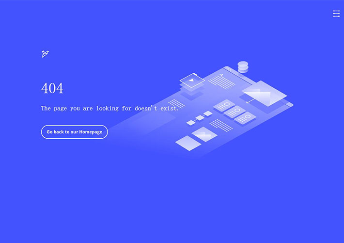 蓝色商务风格404错误页网页模板下载