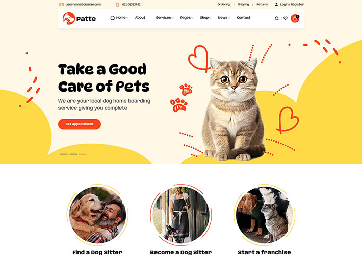Bootstrap5宠物护理寄养兽医商店网站网页HTML模板