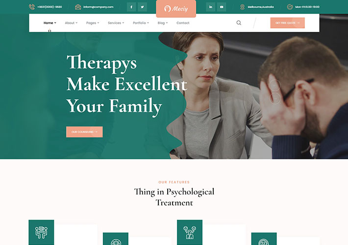 响应式布局医疗心理咨询医学研究企业网站HTML5模板