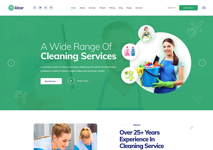 Bootstrap构建绿色保洁家政服务公司网页HTML源码模板