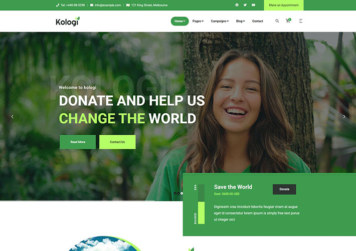响应式绿色环保网站模板HTML生态环境保护网页设计模板