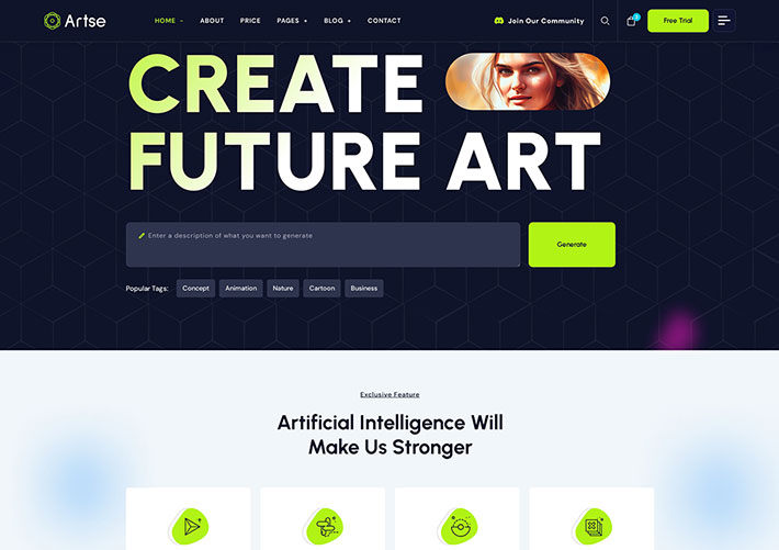 响应式AI艺术生成器企业网站网页HTML源码模板