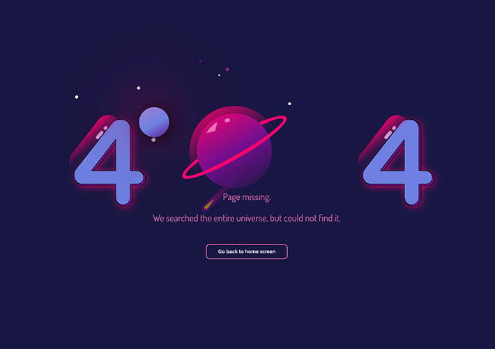 404网页设计代码太空html错误页面网页模板