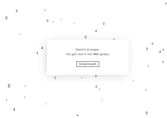 网站错误页面设计404动画特效素材网页HTML源码