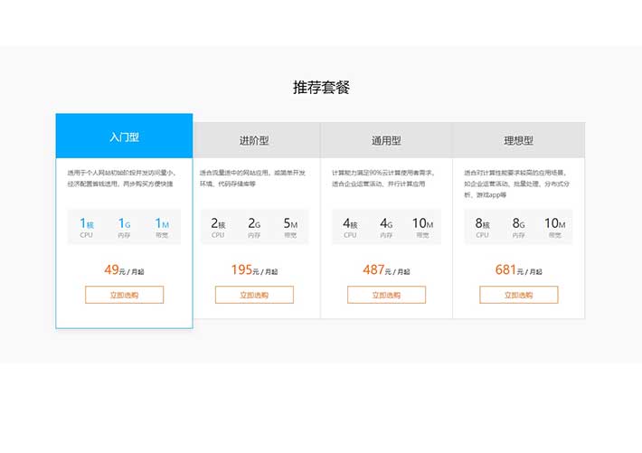 列表悬停边框高亮推荐产品列表套餐ui布局网页代码