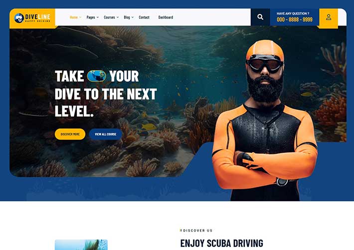 响应式HTML5潜水培训机构官网网站网页源码模板