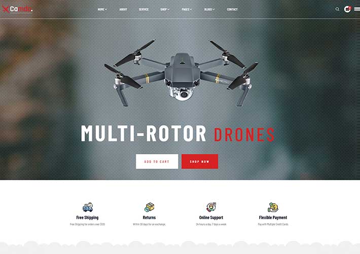 响应式无人机在线商城宣传网站网页HTML模板
