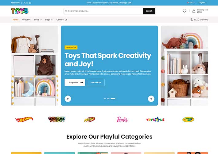 HTML5儿童玩具在线购物商城企业网站网页模板